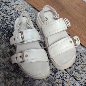 Steve Madden Cream Double Strap Sandals
